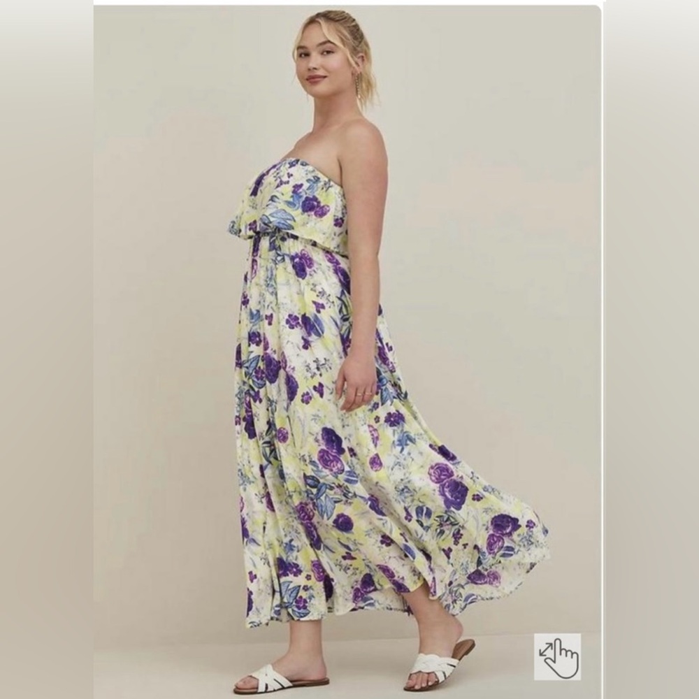 Torrid 4x Off Shoulder Neon purple yellow white sundress maxi sexy flowy ruffle